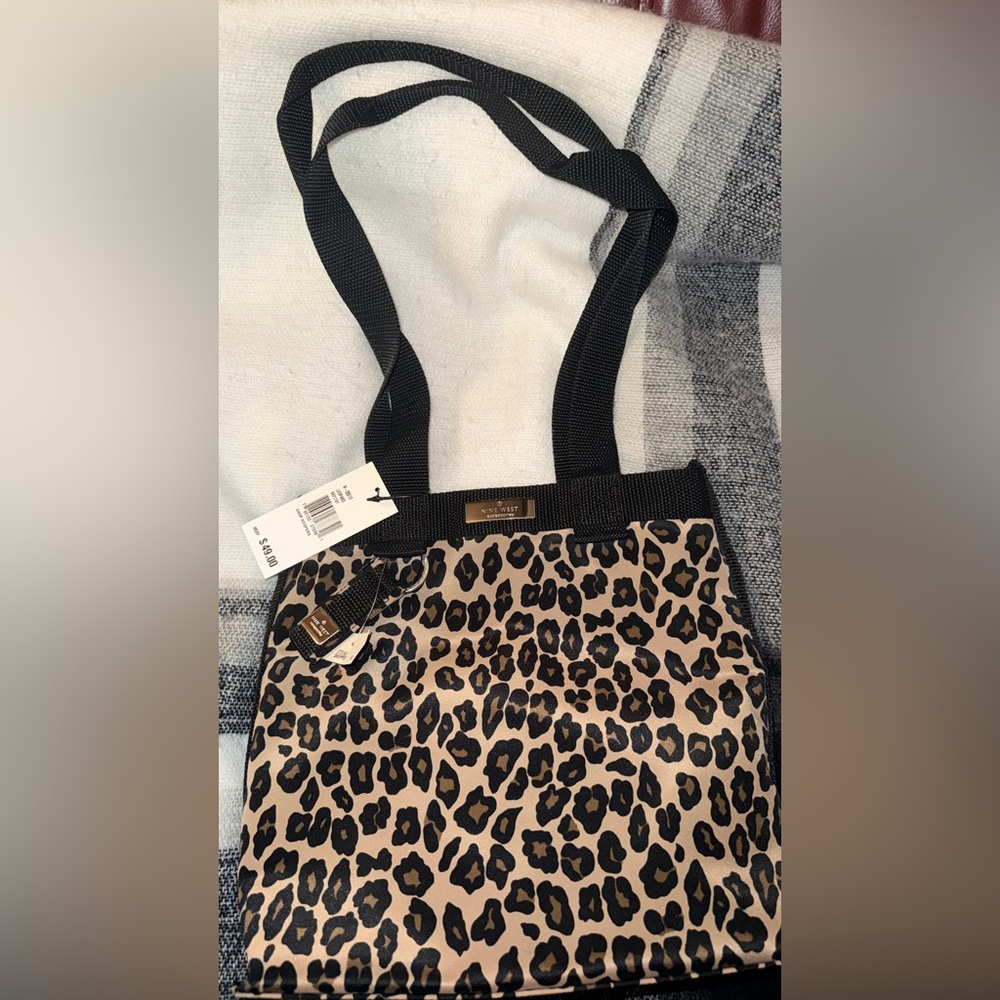 Nine West Black and Tan Leopard Tote